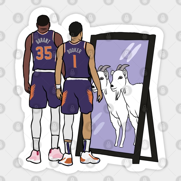 Kevin Durant and Devin Booker Mirror GOATs Sticker by rattraptees